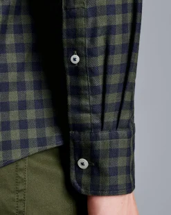Shirt Sale|Casual Shirts<Charles Tyrwhitt Button-Down Collar Non-Iron Twill Gingham Shirt - Green Olive