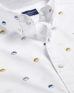 Casual Shirts|M<Charles Tyrwhitt Button-Down Collar Non-Iron Hedgehog Print Shirt - Multi Multicoloured