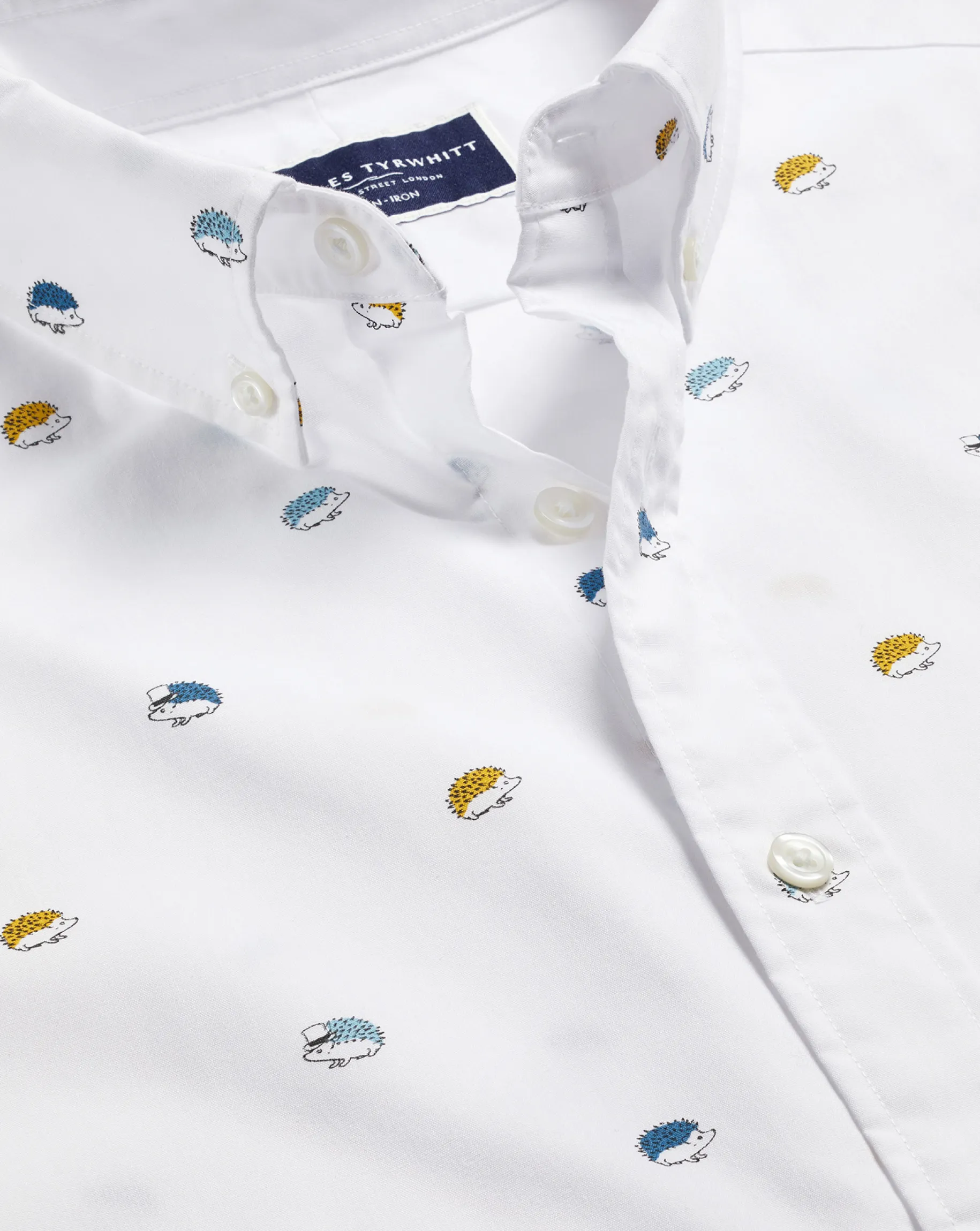 Casual Shirts|M<Charles Tyrwhitt Button-Down Collar Non-Iron Hedgehog Print Shirt - Multi Multicoloured