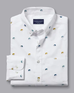 Casual Shirts|M<Charles Tyrwhitt Button-Down Collar Non-Iron Hedgehog Print Shirt - Multi Multicoloured