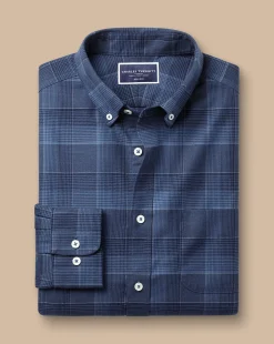 Casual Shirts|Check Shirts<Charles Tyrwhitt Button-Down Collar Non-Iron Twill Multi Check Shirt - Heather Blue