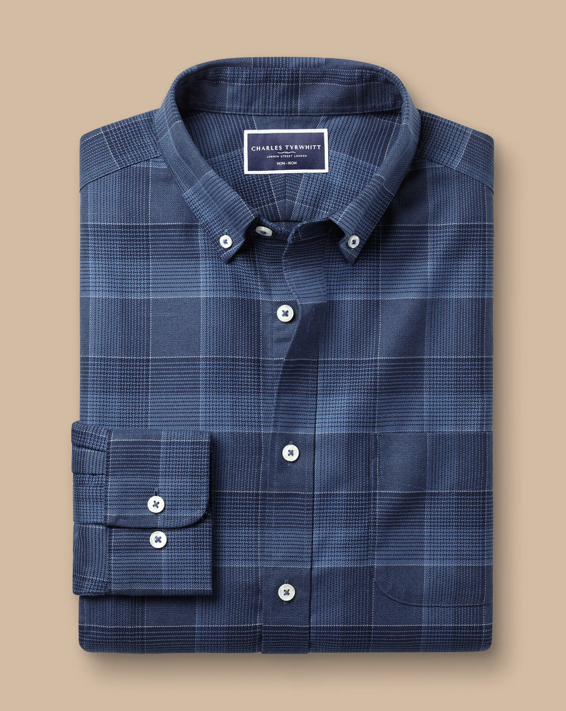 Casual Shirts|Check Shirts<Charles Tyrwhitt Button-Down Collar Non-Iron Twill Multi Check Shirt - Heather Blue