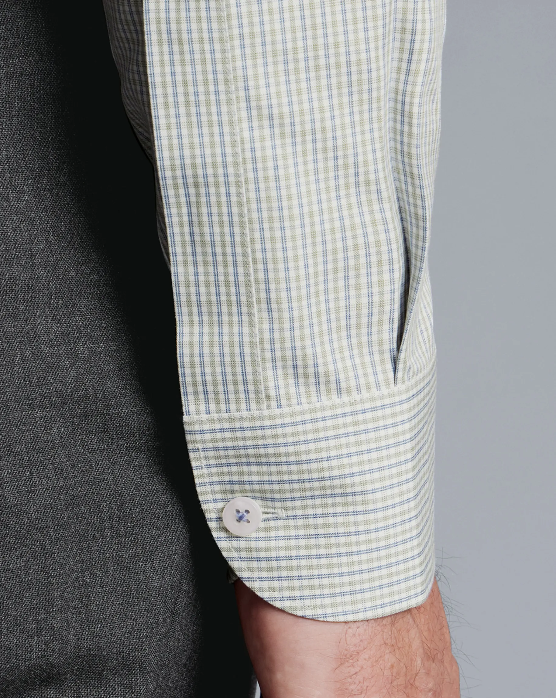 Shirt Sale|Casual Shirts<Charles Tyrwhitt Button-Down Collar Non-Iron Oxford Twin Check Shirt - Green Olive