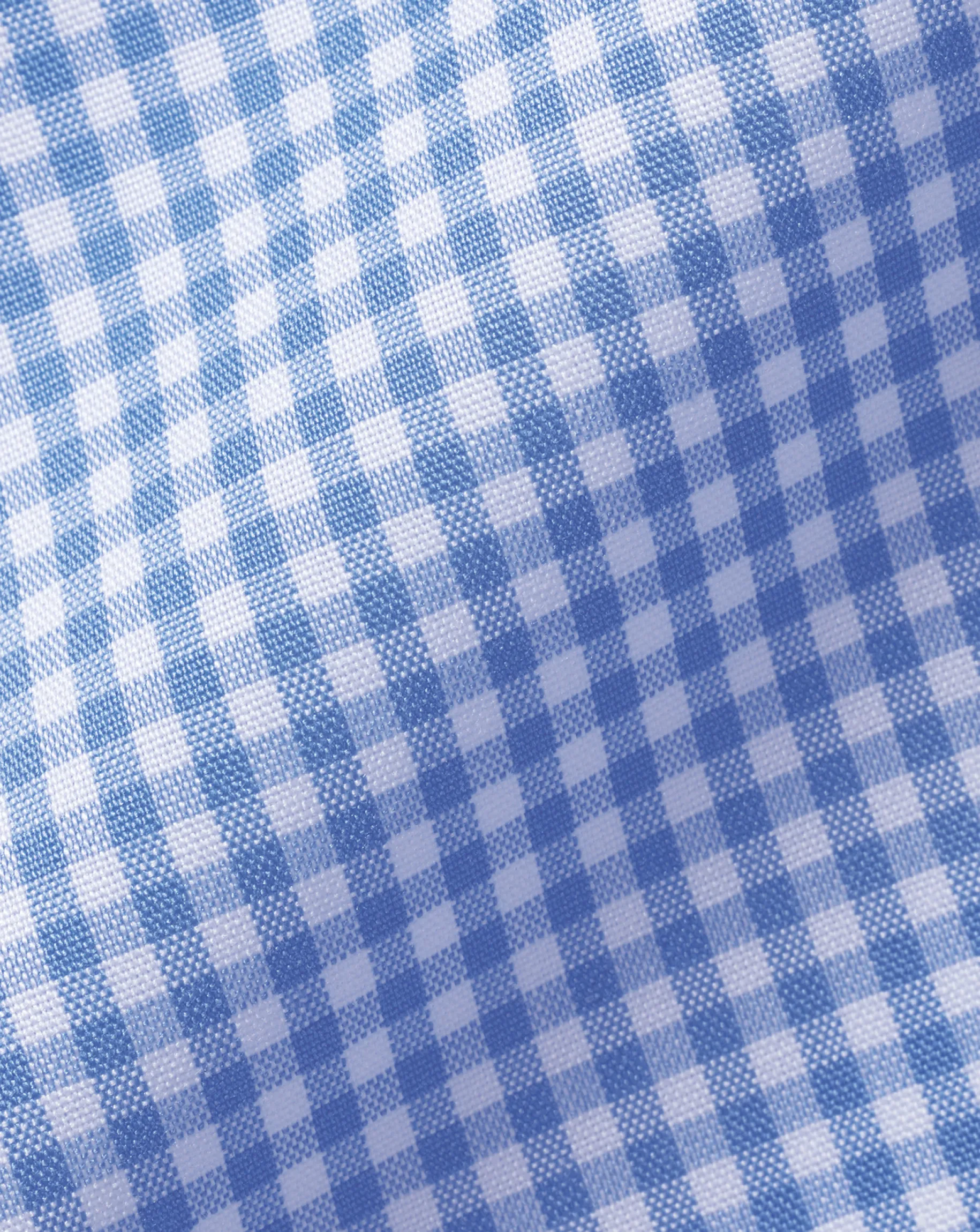 Short Sleeve Shirts|Business Casual Shirts<Charles Tyrwhitt Button-Down Collar Non-Iron Stretch Mini Gingham Short Sleeve Shirt - Ocean Blue