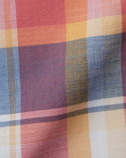 Shirt Sale|Casual Shirts<Charles Tyrwhitt Button-Down Collar Non-Iron Stretch Poplin Slub Multi Check Short Sleeve Shirt - Burnt Orange