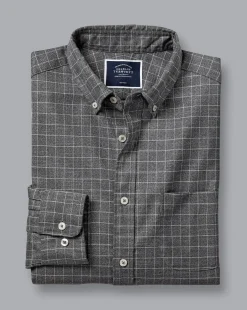 Shirt Sale|Casual Shirts<Charles Tyrwhitt Button-Down Collar Non-Iron Twill Windowpane Check Shirt - Charcoal Grey