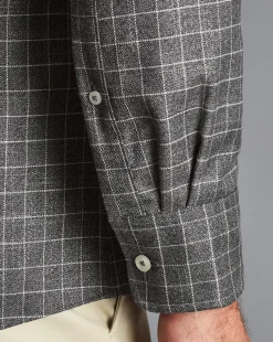 Shirt Sale|Casual Shirts<Charles Tyrwhitt Button-Down Collar Non-Iron Twill Windowpane Check Shirt - Charcoal Grey