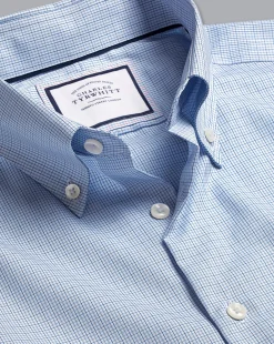 Shirt Sale|Dress Shirts<Charles Tyrwhitt Button-Down Collar Non-Iron Check Shirt - Sky Blue
