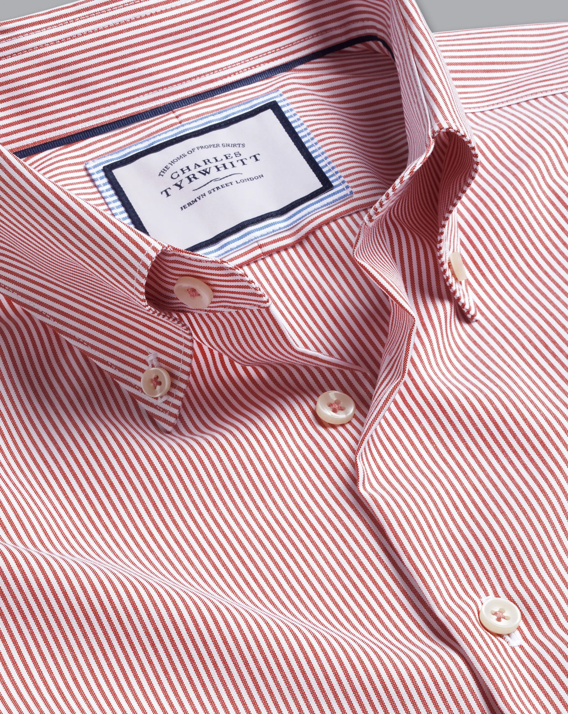 Shirt Sale|Dress Shirts<Charles Tyrwhitt Button-Down Collar Non-Iron Stripe Shirt - Coral Pink