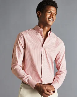 Shirt Sale|Dress Shirts<Charles Tyrwhitt Button-Down Collar Non-Iron Stripe Shirt - Coral Pink