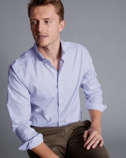Shirt Sale|Casual Shirts<Charles Tyrwhitt Button-Down Collar Non-Iron Oxford Twin Check Shirt - Purple Lilac