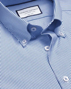 Stripe Shirts|Business Casual Shirts<Charles Tyrwhitt Button-Down Collar Non-Iron Stripe Shirt - Cobalt Blue