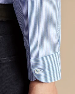 Stripe Shirts|Business Casual Shirts<Charles Tyrwhitt Button-Down Collar Non-Iron Stripe Shirt - Cobalt Blue