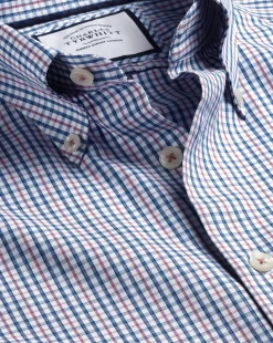 Shirt Sale|Casual Shirts<Charles Tyrwhitt Button-Down Collar Non-Iron Oxford Multi Check Shirt - Dark Pink