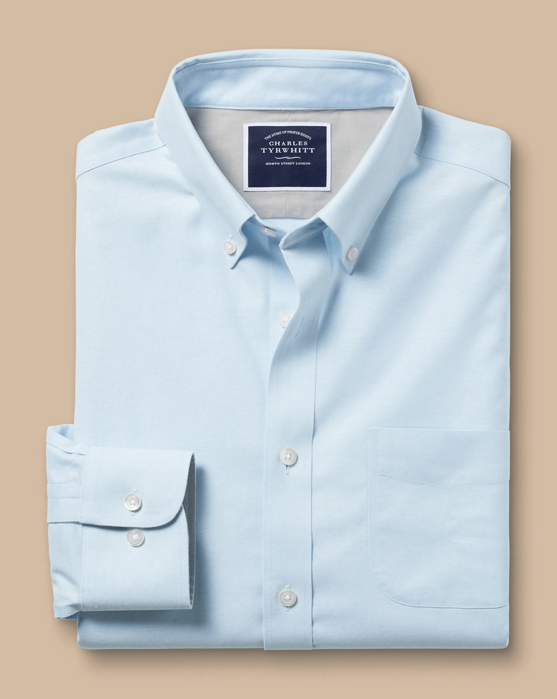Business Casual Shirts|Casual Shirts<Charles Tyrwhitt Button-Down Collar Non-Iron Stretch Oxford Shirt - Blue Sky
