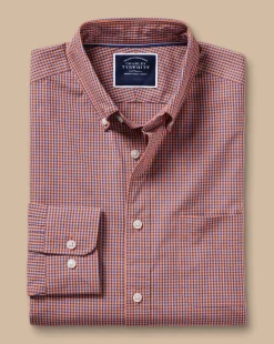 Business Casual Shirts|Casual Shirts<Charles Tyrwhitt Button-Down Collar Non-Iron Stretch Poplin Mini Gingham Shirt - Light Coral Pink