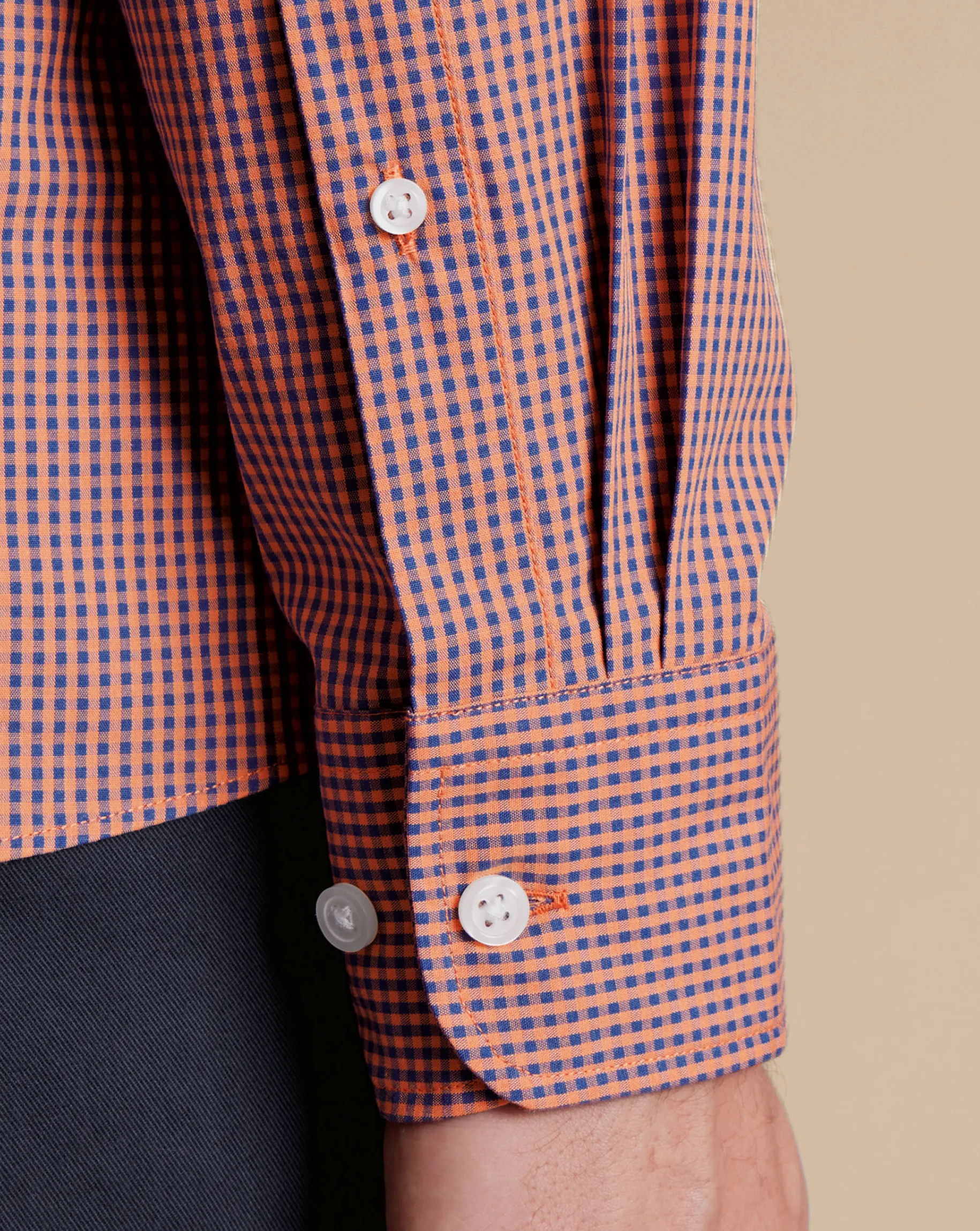 Business Casual Shirts|Casual Shirts<Charles Tyrwhitt Button-Down Collar Non-Iron Stretch Poplin Mini Gingham Shirt - Light Coral Pink