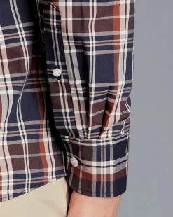 Shirt Sale|Casual Shirts<Charles Tyrwhitt Button-Down Collar Non-Iron Stretch Poplin Plaid Check Shirt - Rust