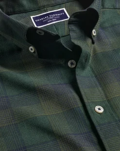 Casual Shirts|Check Shirts<Charles Tyrwhitt Button-Down Collar Non-Iron Twill Multi Check Shirt - Sage Green