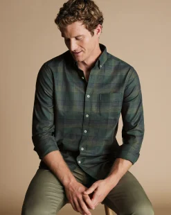 Casual Shirts|Check Shirts<Charles Tyrwhitt Button-Down Collar Non-Iron Twill Multi Check Shirt - Sage Green