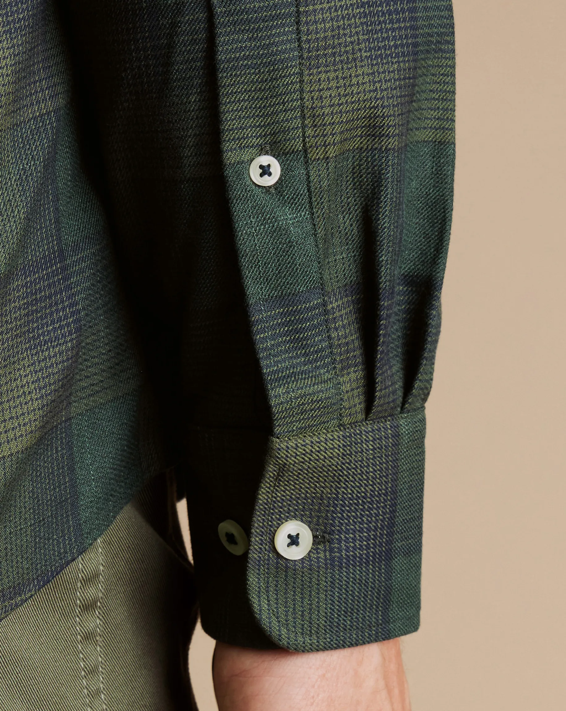 Casual Shirts|Check Shirts<Charles Tyrwhitt Button-Down Collar Non-Iron Twill Multi Check Shirt - Sage Green