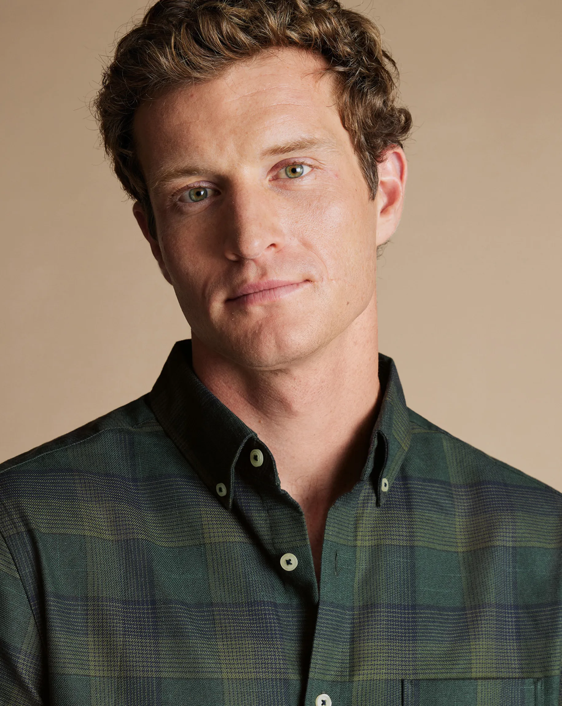 Casual Shirts|Check Shirts<Charles Tyrwhitt Button-Down Collar Non-Iron Twill Multi Check Shirt - Sage Green