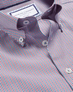 Shirt Sale|Dress Shirts<Charles Tyrwhitt Button-Down Collar Non-Iron Gingham Check Shirt - Red