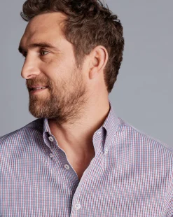 Shirt Sale|Dress Shirts<Charles Tyrwhitt Button-Down Collar Non-Iron Gingham Check Shirt - Red