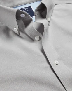 Dress Shirts|S<Charles Tyrwhitt Button-Down Collar Non-Iron Stretch Oxford Shirt - Grey Silver
