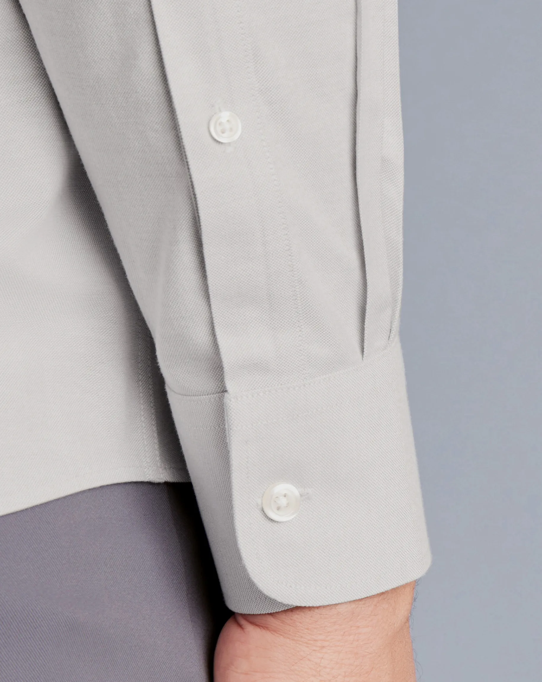 Dress Shirts|S<Charles Tyrwhitt Button-Down Collar Non-Iron Stretch Oxford Shirt - Grey Silver