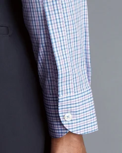 Shirt Sale|Dress Shirts<Charles Tyrwhitt Button-Down Collar Non-Iron Oxford Multi Check Shirt- Mauve Purple