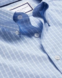 Shirt Sale|Dress Shirts<Charles Tyrwhitt Button-Down Collar Non-Iron Windowpane Check Shirt - Blue Sky