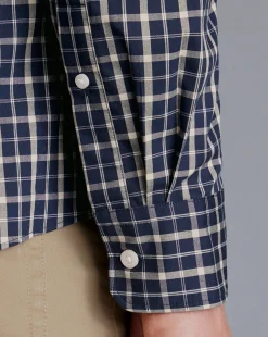 Shirt Sale|Casual Shirts<Charles Tyrwhitt Button-Down Collar Non-Iron Stretch Poplin Check Shirt - Navy