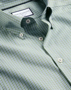 Business Casual Shirts|Dress Shirts<Charles Tyrwhitt Button-Down Collar Non-Iron Check Oxford Shirt - Green