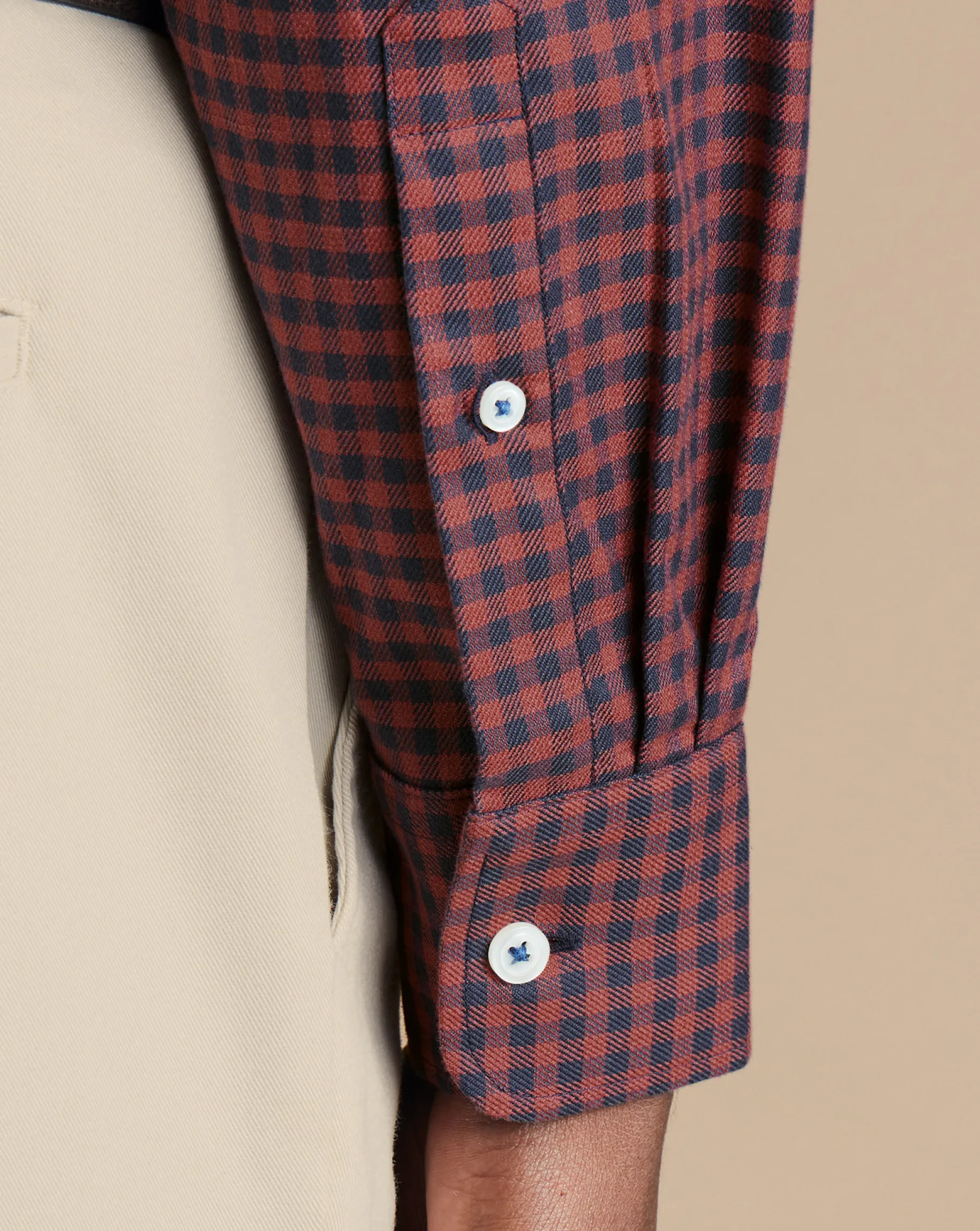 Casual Shirts|Check Shirts<Charles Tyrwhitt Button-Down Collar Non-Iron Twill Gingham Shirt - Salmon Pink