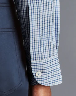 Casual Shirts|Dress Shirts<Charles Tyrwhitt Button-Down Collar Non-Iron Oxford Multi Check Shirt - Ocean Blue
