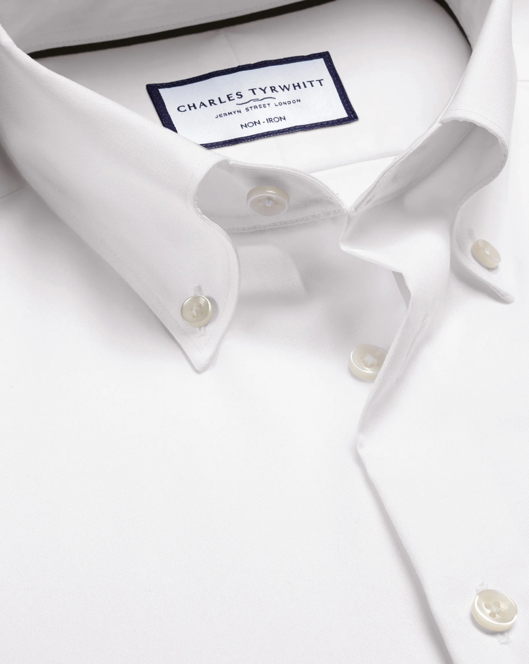 Business Casual Shirts|Dress Shirts<Charles Tyrwhitt Button-Down Collar Non-Iron Shirt - White