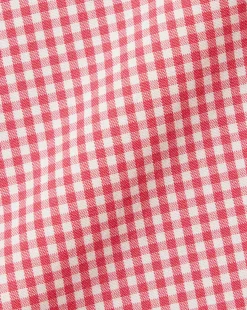Shirt Sale|Casual Shirts<Charles Tyrwhitt Button-Down Collar Non-Iron Stretch Poplin Mini Gingham Short Sleeve Shirt - Bright Pink