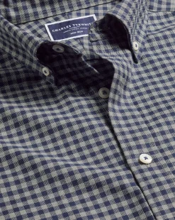 Casual Shirts|Check Shirts<Charles Tyrwhitt Button-Down Collar Non-Iron Twill Gingham Shirt - Grey