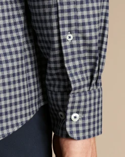 Casual Shirts|Check Shirts<Charles Tyrwhitt Button-Down Collar Non-Iron Twill Gingham Shirt - Grey