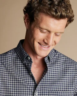 Casual Shirts|Check Shirts<Charles Tyrwhitt Button-Down Collar Non-Iron Twill Gingham Shirt - Grey