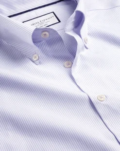 Business Casual Shirts|Dress Shirts<Charles Tyrwhitt Button-Down Collar Non-Iron Stripe Oxford Shirt - Purple Lilac