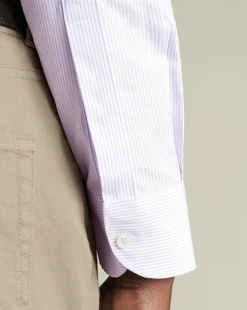 Business Casual Shirts|Dress Shirts<Charles Tyrwhitt Button-Down Collar Non-Iron Stripe Oxford Shirt - Purple Lilac