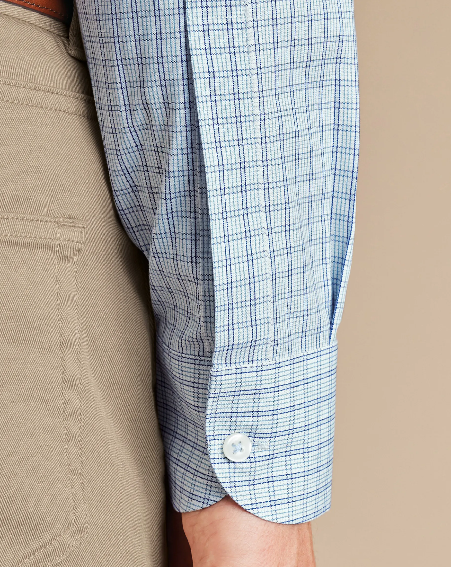 Business Casual Shirts|Dress Shirts<Charles Tyrwhitt Button-Down Collar Non-Iron Check Oxford Shirt - Mid Blue