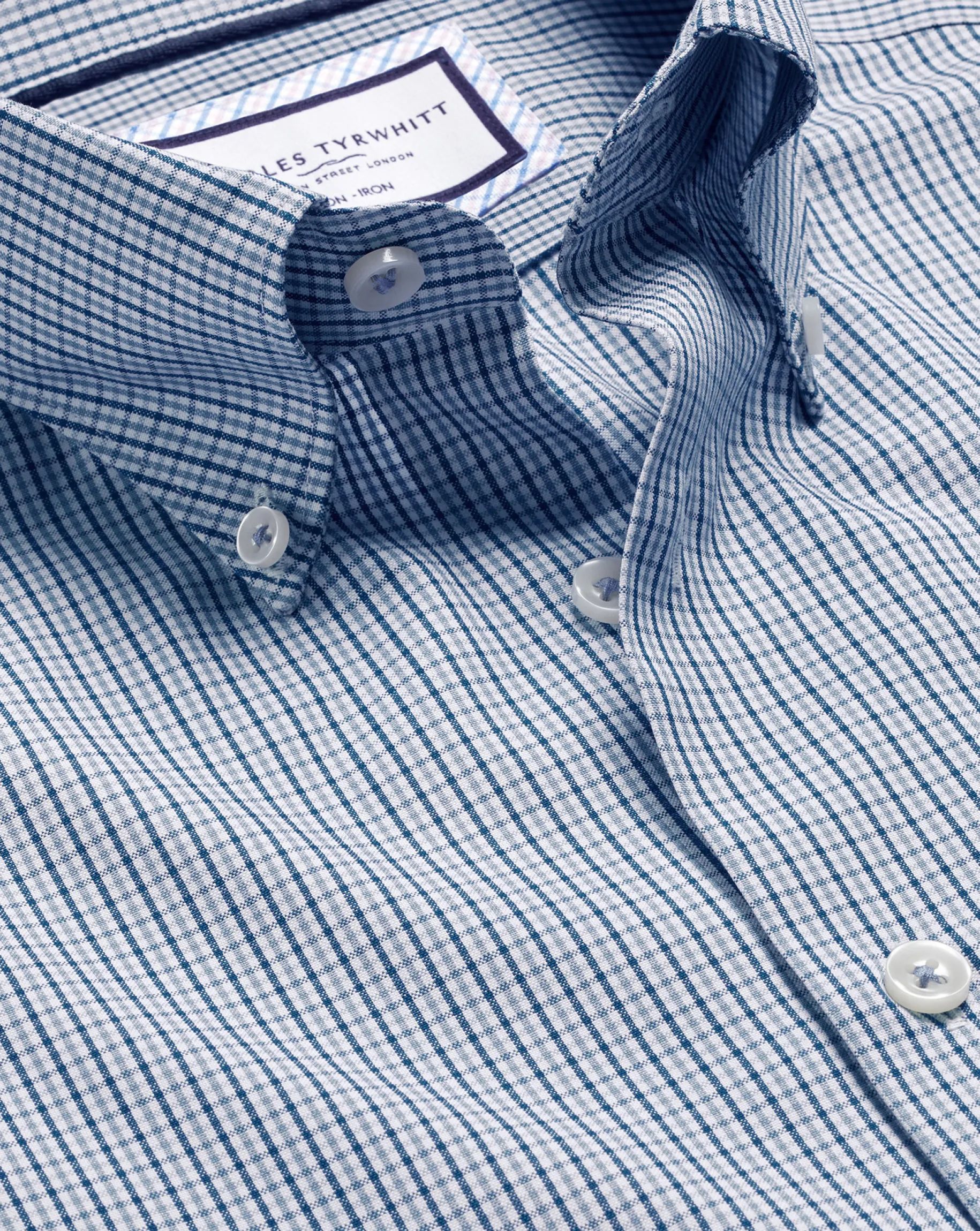 Shirt Sale|Dress Shirts<Charles Tyrwhitt Button-Down Collar Non-Iron Gingham Check Shirt - Blue Royal