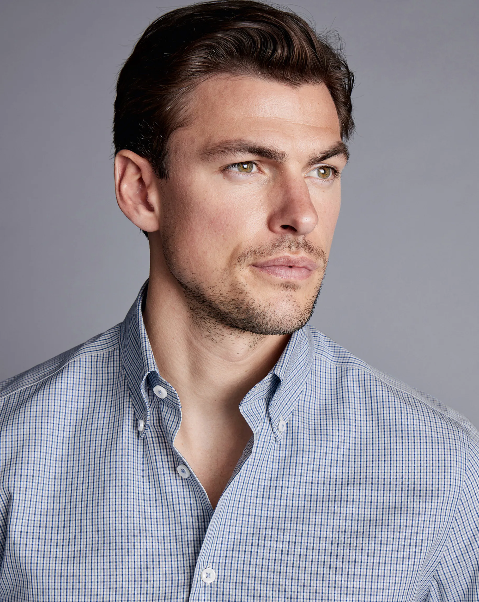 Shirt Sale|Dress Shirts<Charles Tyrwhitt Button-Down Collar Non-Iron Gingham Check Shirt - Blue Royal