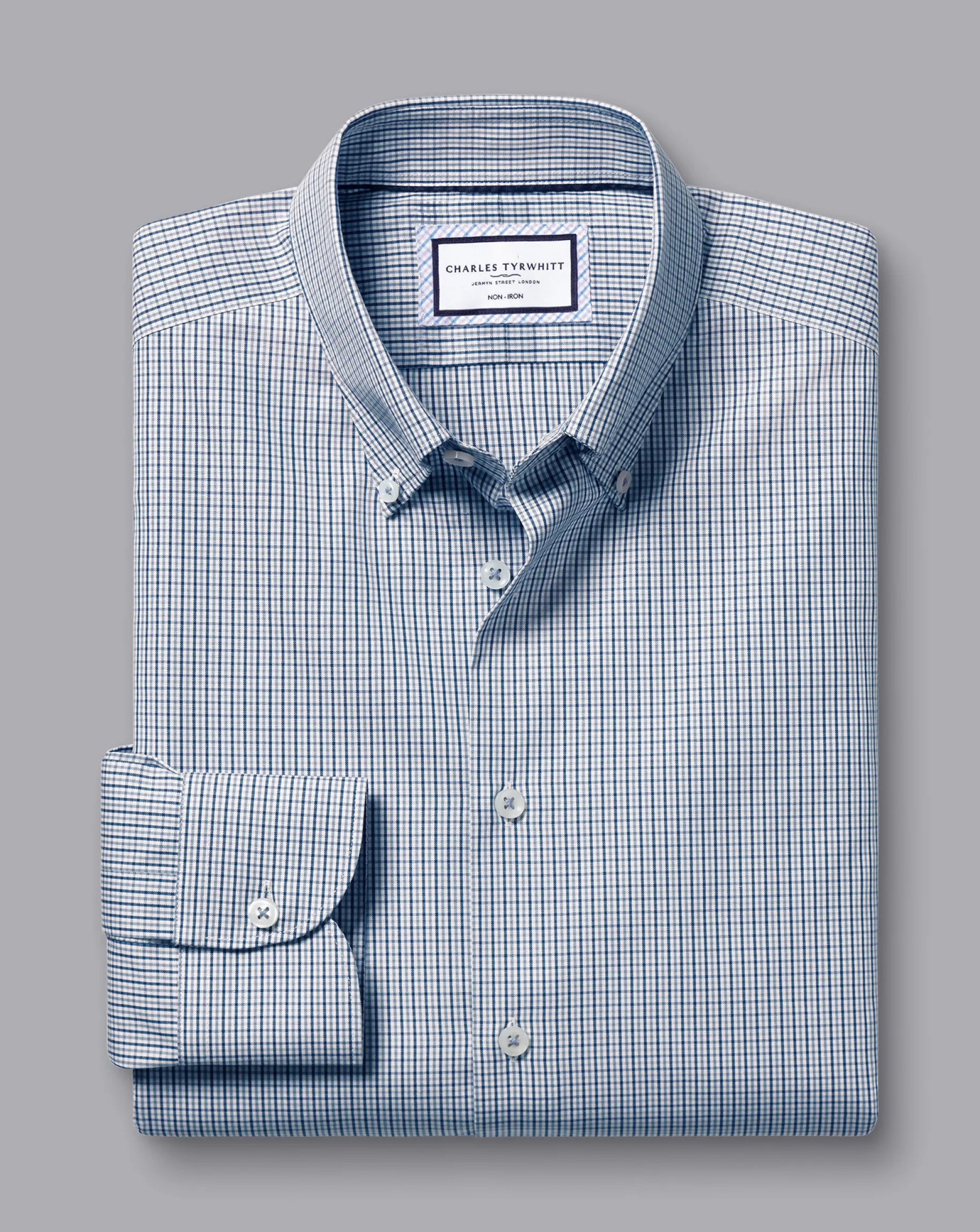 Shirt Sale|Dress Shirts<Charles Tyrwhitt Button-Down Collar Non-Iron Gingham Check Shirt - Blue Royal