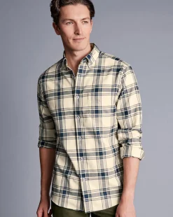 Shirt Sale|Seasonal Looks<Charles Tyrwhitt Button-Down Collar Non-Iron Twill Large Check Shirt - Cream