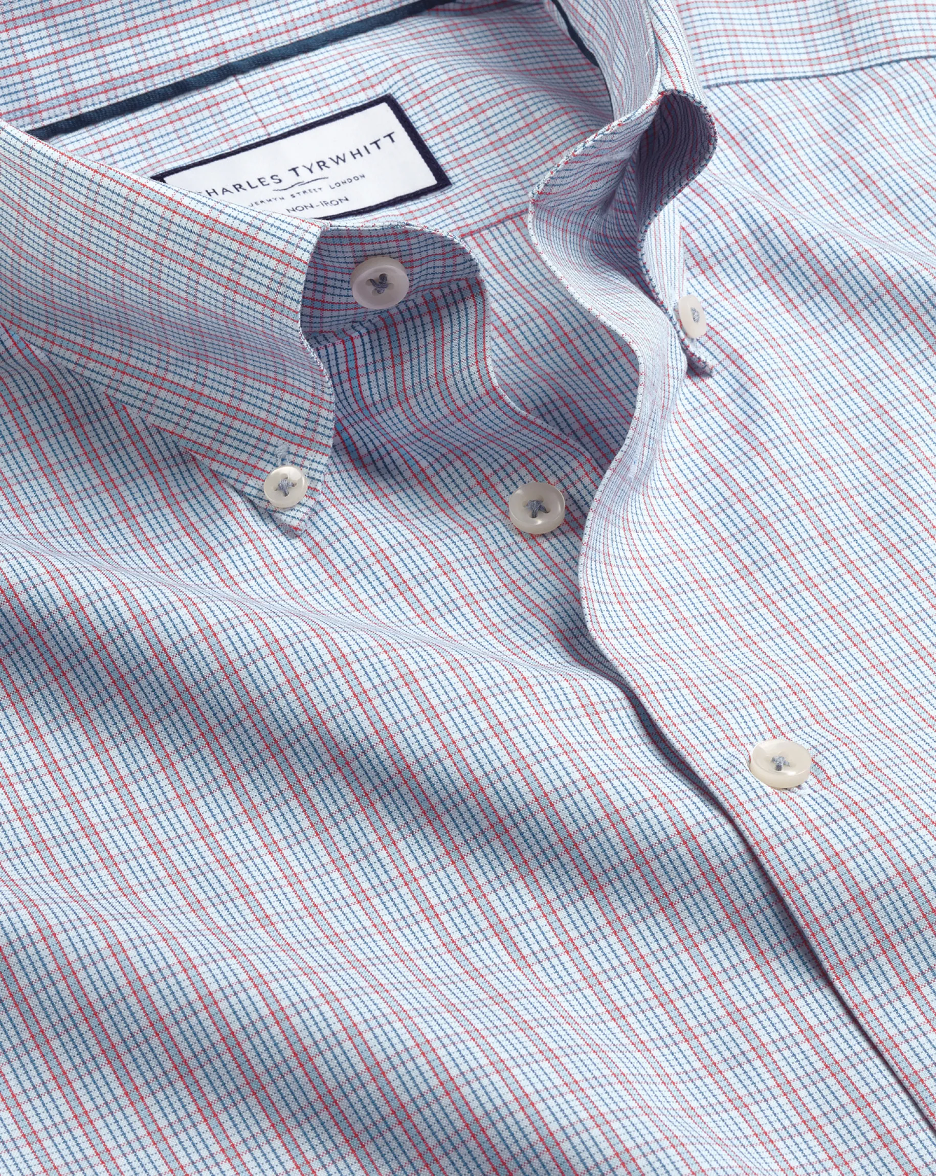 Oxford Shirts|Business Casual Shirts<Charles Tyrwhitt Button-Down Collar Non-Iron Oxford Check Shirt - Red