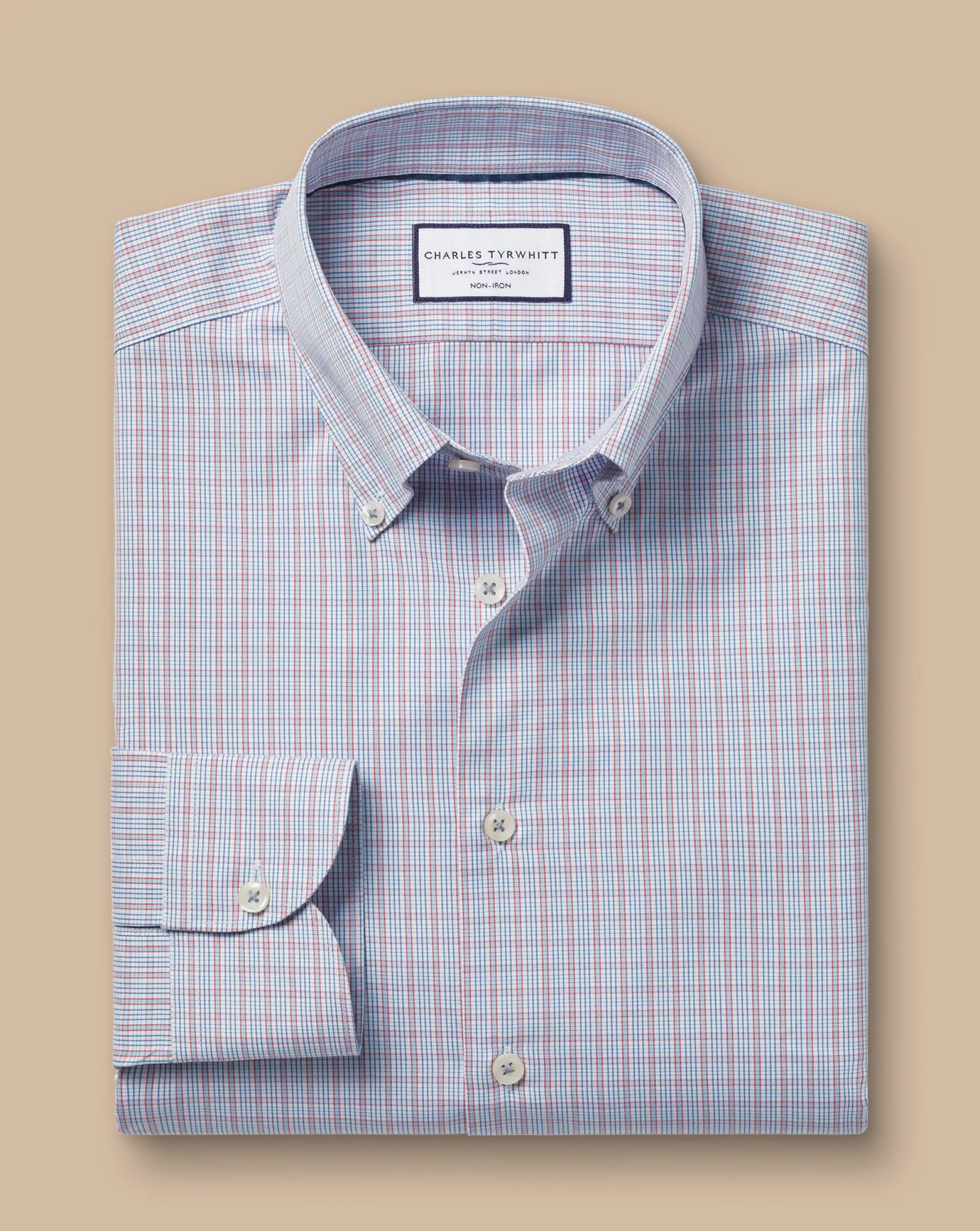 Oxford Shirts|Business Casual Shirts<Charles Tyrwhitt Button-Down Collar Non-Iron Oxford Check Shirt - Red